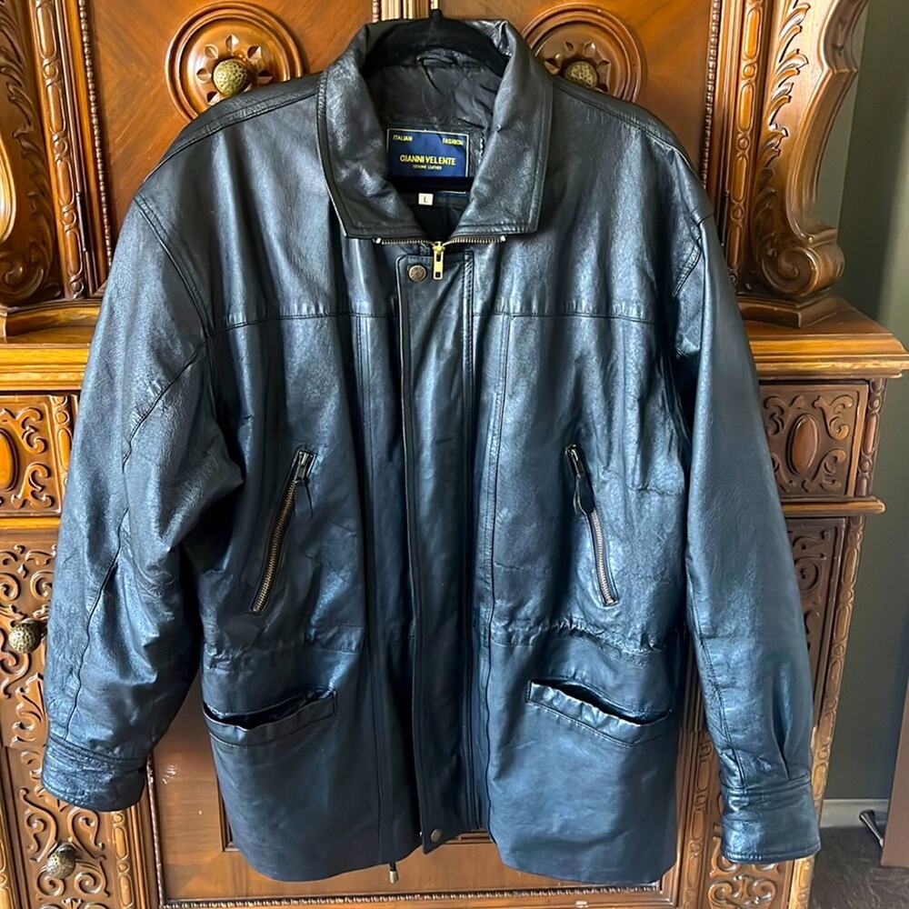 Gianni Velente Made in Italy genuine black leather fully lined Y2K Moto jacket